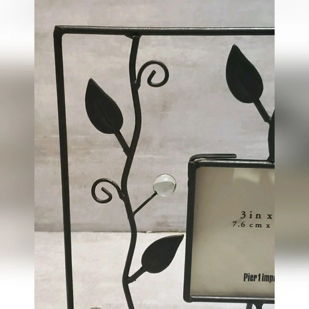 Pier 1 Imports Brown Metal Leaf Frame Clear Glass Accents 3